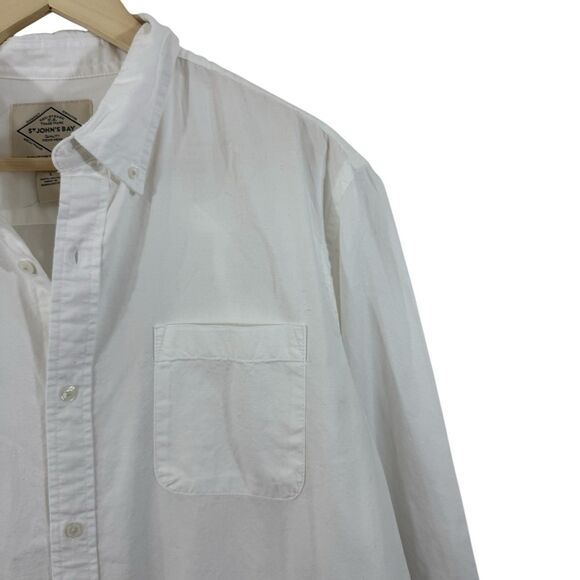 St Johns Bay NWT Large Comfort Stretch Button Front Shirt White Cotton Womens - Picture 7 of 13